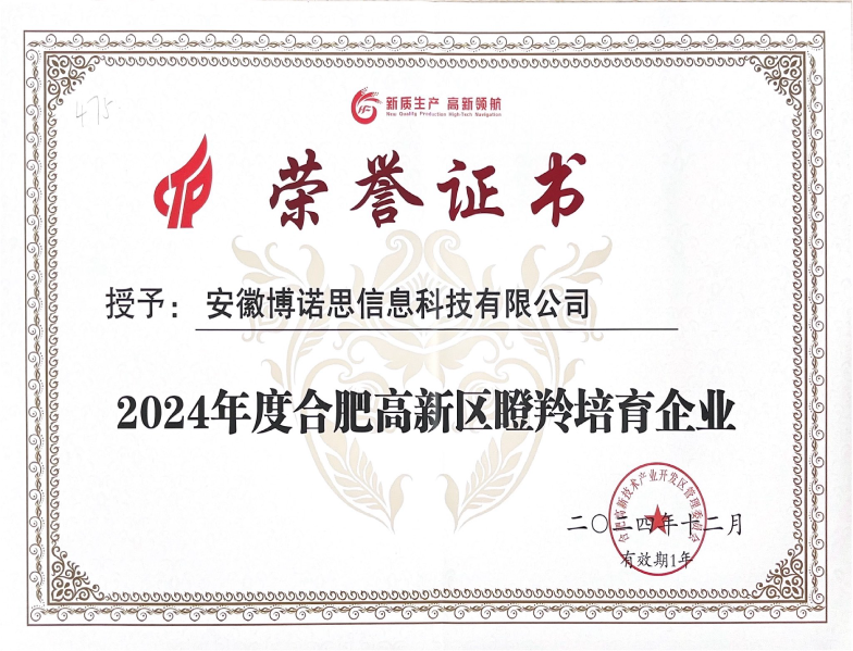 瞪羚培育企业证书